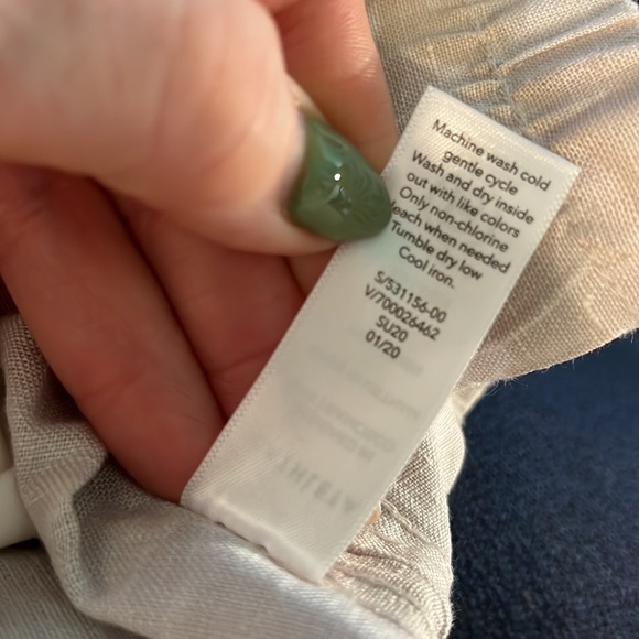 Athleta Cabo Tide Linen Joggers Neutral Camo Pants Size 2 Elastic Waist - Picture 10 of 11